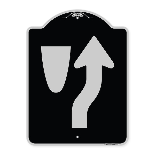 Signmission Designer Series-Beware Of Curb Graphic Black & Silver Heavy-Gauge Aluminum, 24" x 18", BS-1824-9993 A-DES-BS-1824-9993 - main